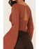 Shyanne Women's Embroidered Mesh Dot Poet Sleeve Crop Top, Brown, hi-res