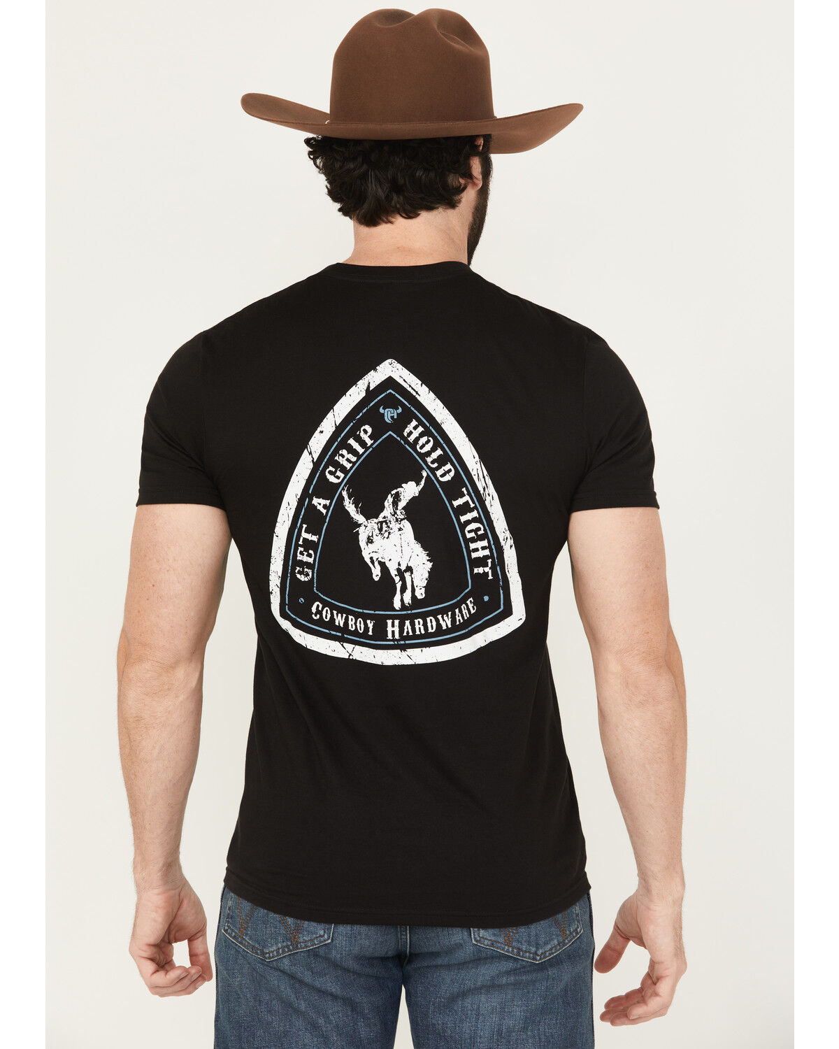 Image #1 - Cowboy Hardware Men's Get A Grip Short Sleeve Graphic T-Shirt, Black, hi-res