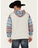 Image #4 - Rock & Roll Denim Men's Southwestern Print Color Block Hooded Sweatshirt, Grey, hi-res