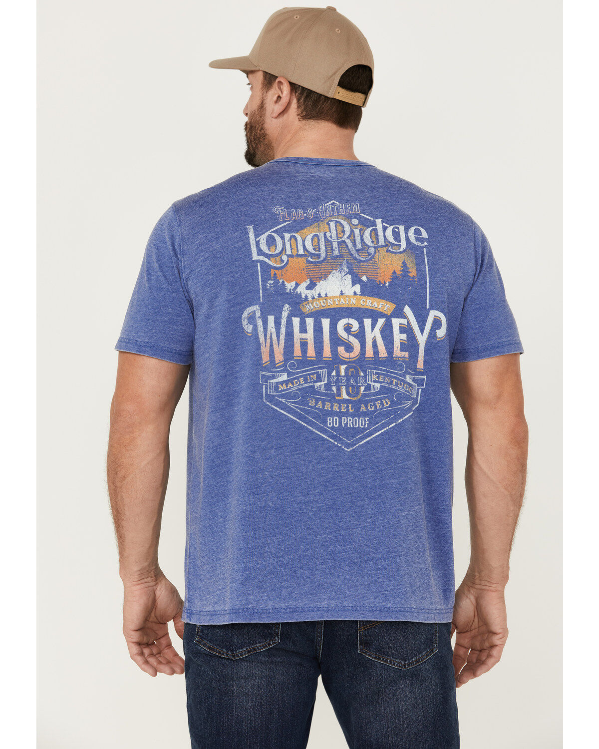 Image #4 - Flag & Anthem Men's Long Ridge Whiskey Burnout Graphic T-Shirt, Medium Blue, hi-res