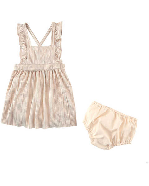 Wrangler Infant Girls' Flutter Sleeve Dress with Diaper Cover , Rose, hi-res