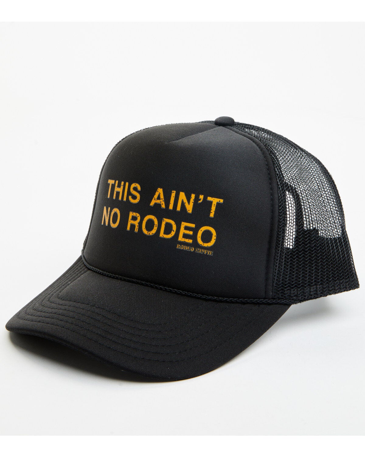 Rodeo Hippie Women's This Ain't No Rodeo Trucker Cap, Black, hi-res