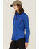 Image #2 - Forge Workwear Women's FR Solid Long Sleeve Snap Stretch Work Shirt, Royal Blue, hi-res