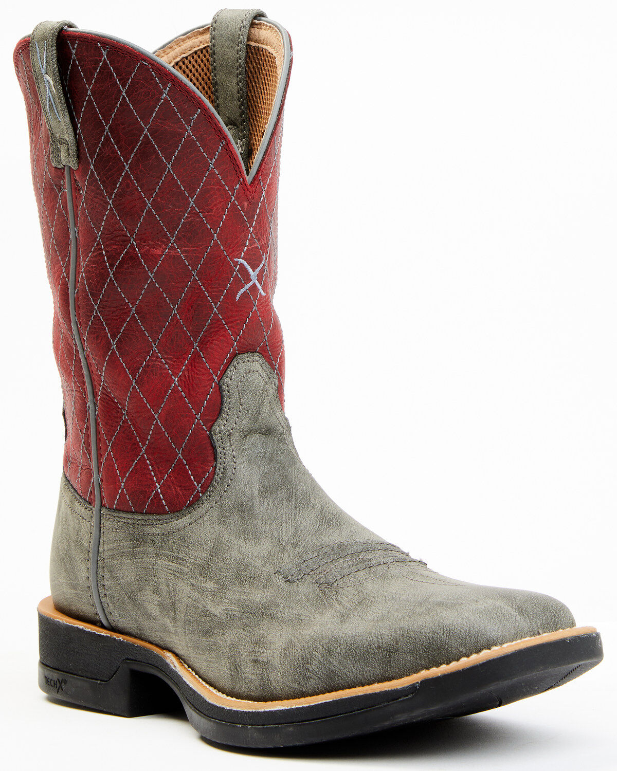 Image #1 - Twisted X Men's Tech X Performance Western Boot - Broad Square Toe, Red, hi-res
