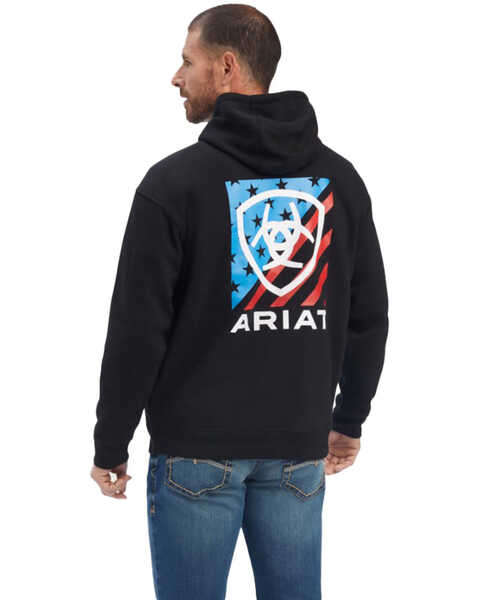 Ariat Men's Americana Block Hooded Sweatshirt , Black, hi-res