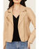 Image #3 - BLANKNYC Women's Faux Leather Moto Jacket , Natural, hi-res