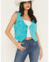 Image #1 - Scully Women's Solid Suede Vest, Turquoise, hi-res