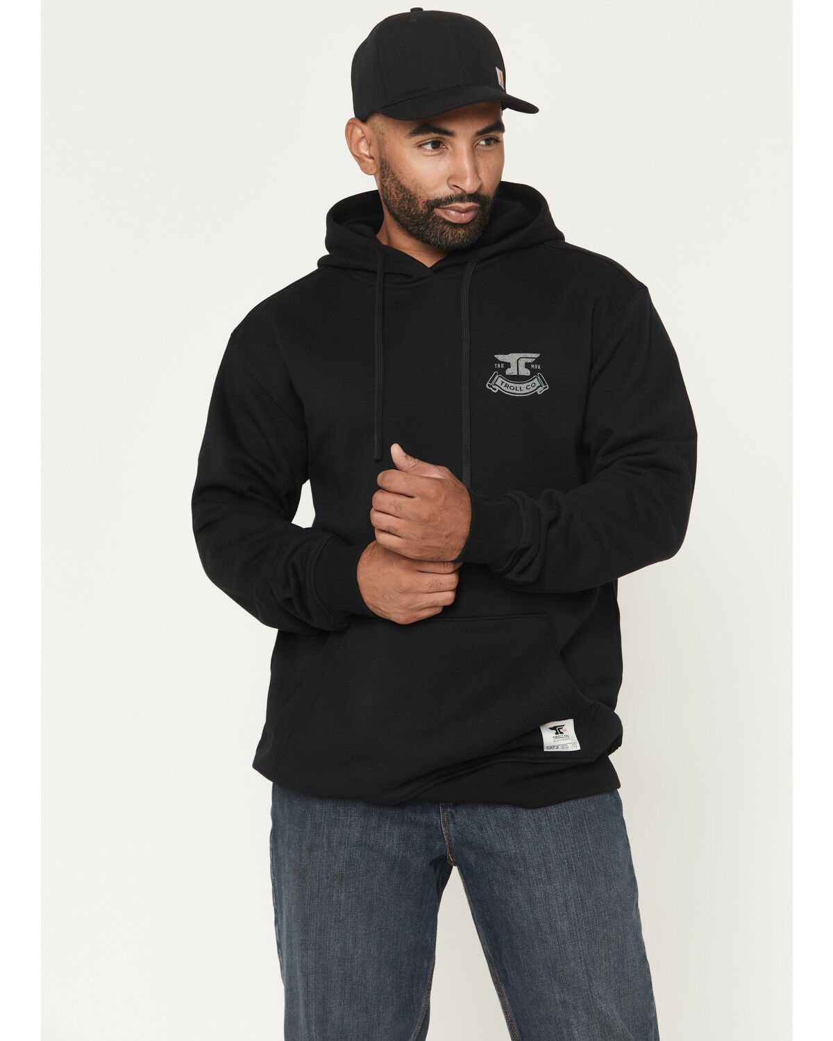 Image #2 - Troll Co Men's FR Haggler Graphic Hooded Sweatshirt, Black, hi-res