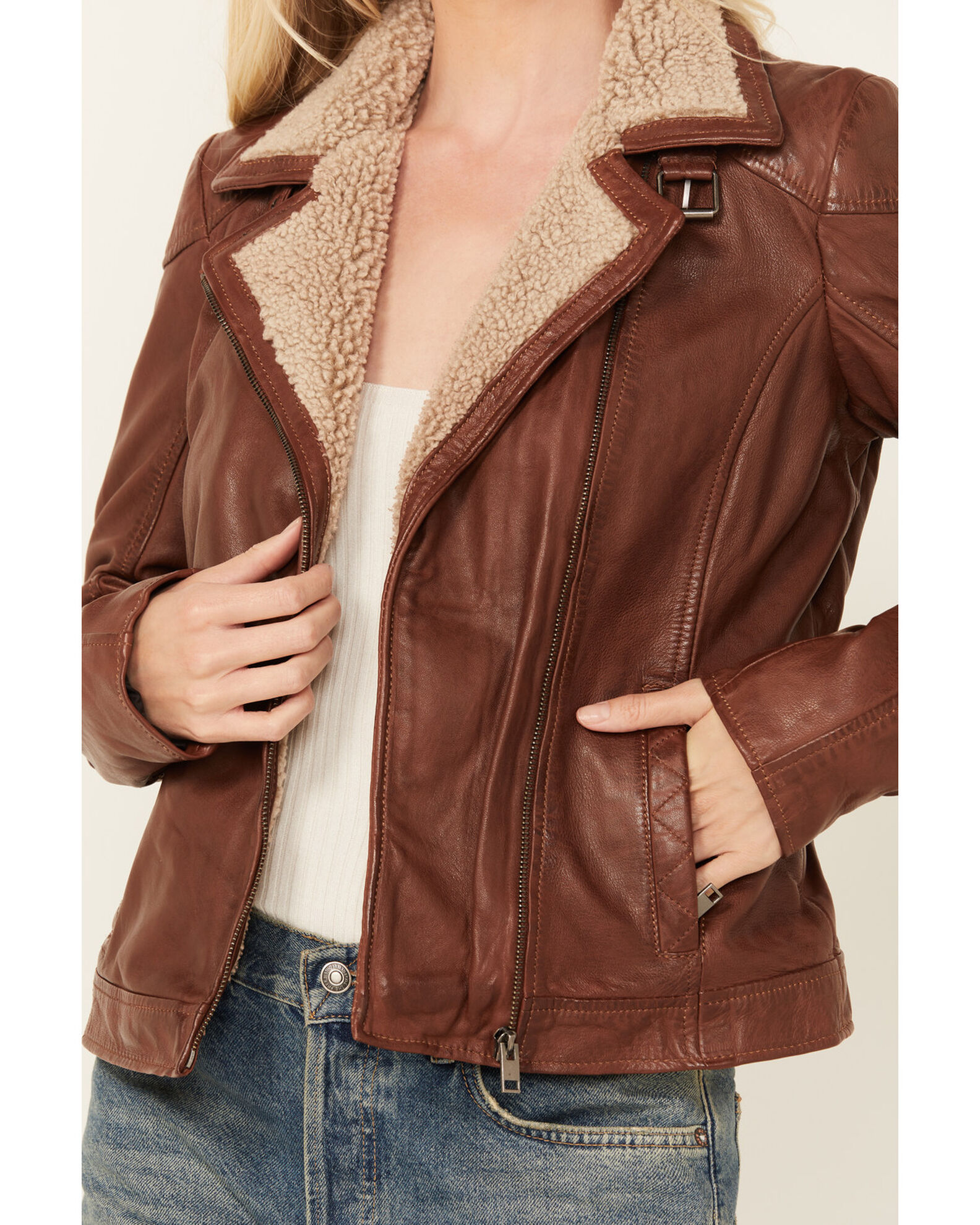 Sherpa collar moto online jacket