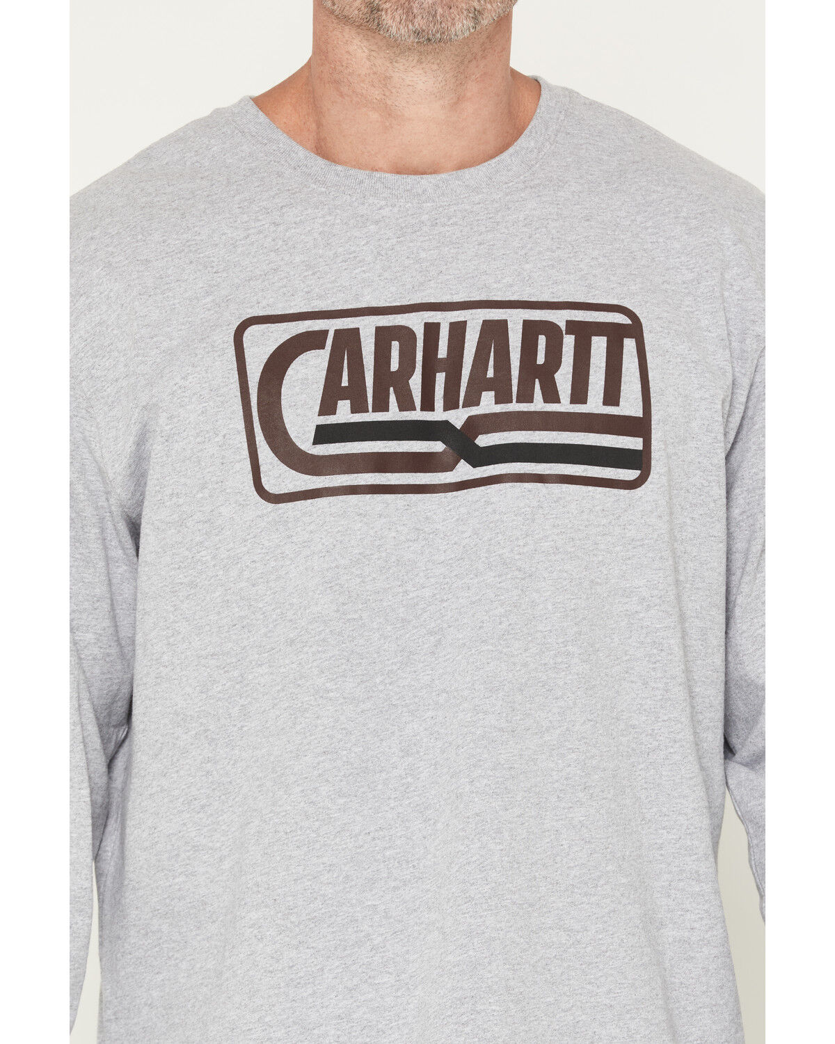 Image #3 - Carhartt Men's Logo Loose Fit Heavyweight Long Sleeve Graphic T-Shirt, Heather Grey, hi-res