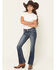 Image #3 - Grace in LA Girls' Dark Wash Dreamcatcher Pocket Bootcut Stretch Denim Jeans, Dark Wash, hi-res