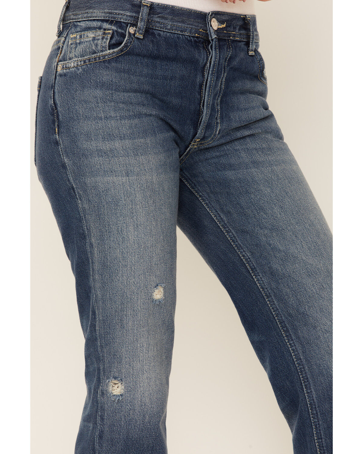 Image #2 - Free People Women's Mid Rise Crop Straight Jeans, Dark Blue, hi-res