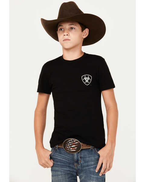 Ariat Boys' Cactus Flag Short Sleeve Graphic T-Shirt, Black, hi-res