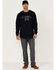 Hawx Men's FR Flag Logo Graphic Long Sleeve Work T-Shirt , Navy, hi-res