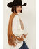 Image #2 - Vocal Women's Rhinestone Cropped Faux Suede Vest, Camel, hi-res