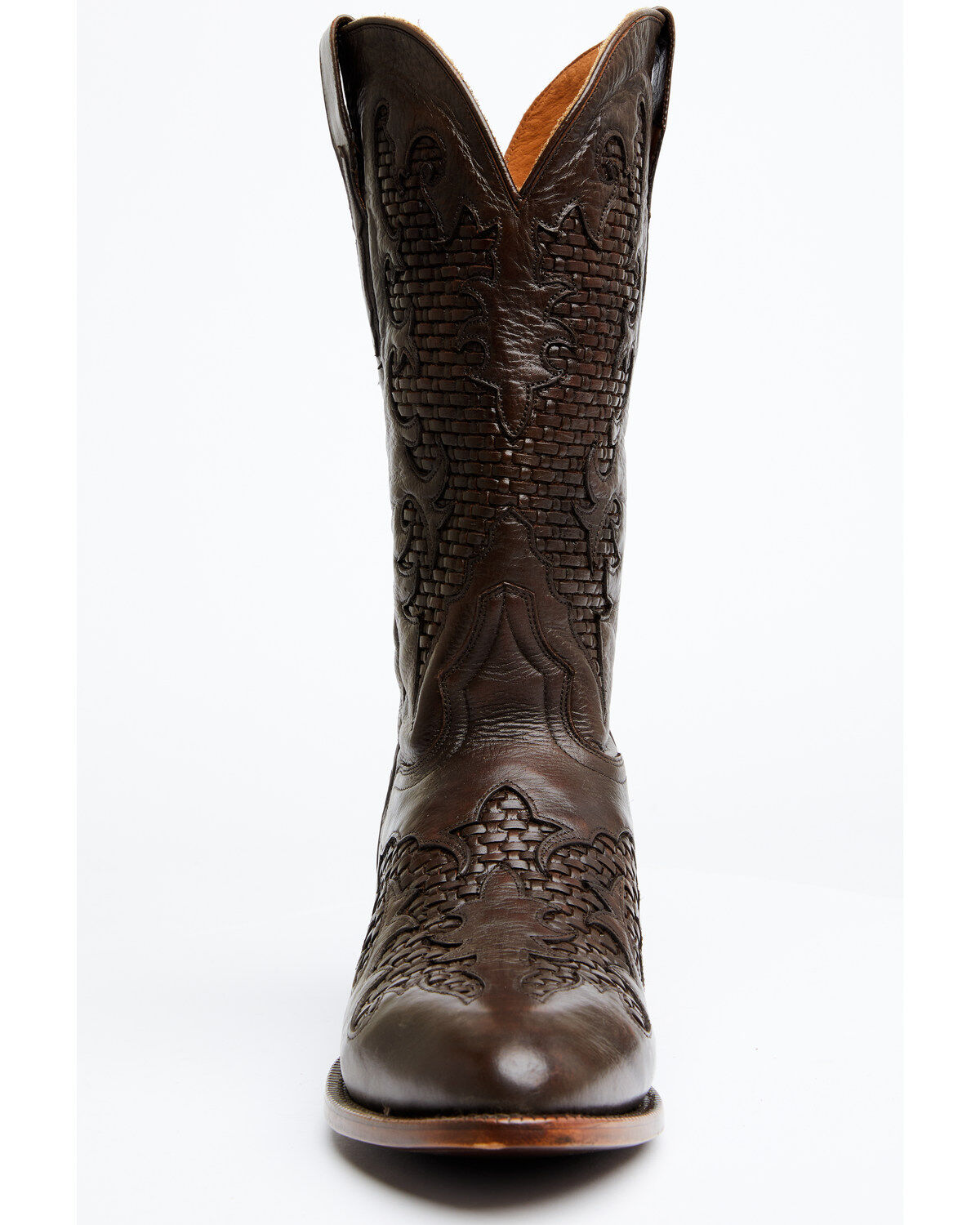Image #4 - El Dorado Men's Basket Weave Western Boots - Round Toe, Brown, hi-res