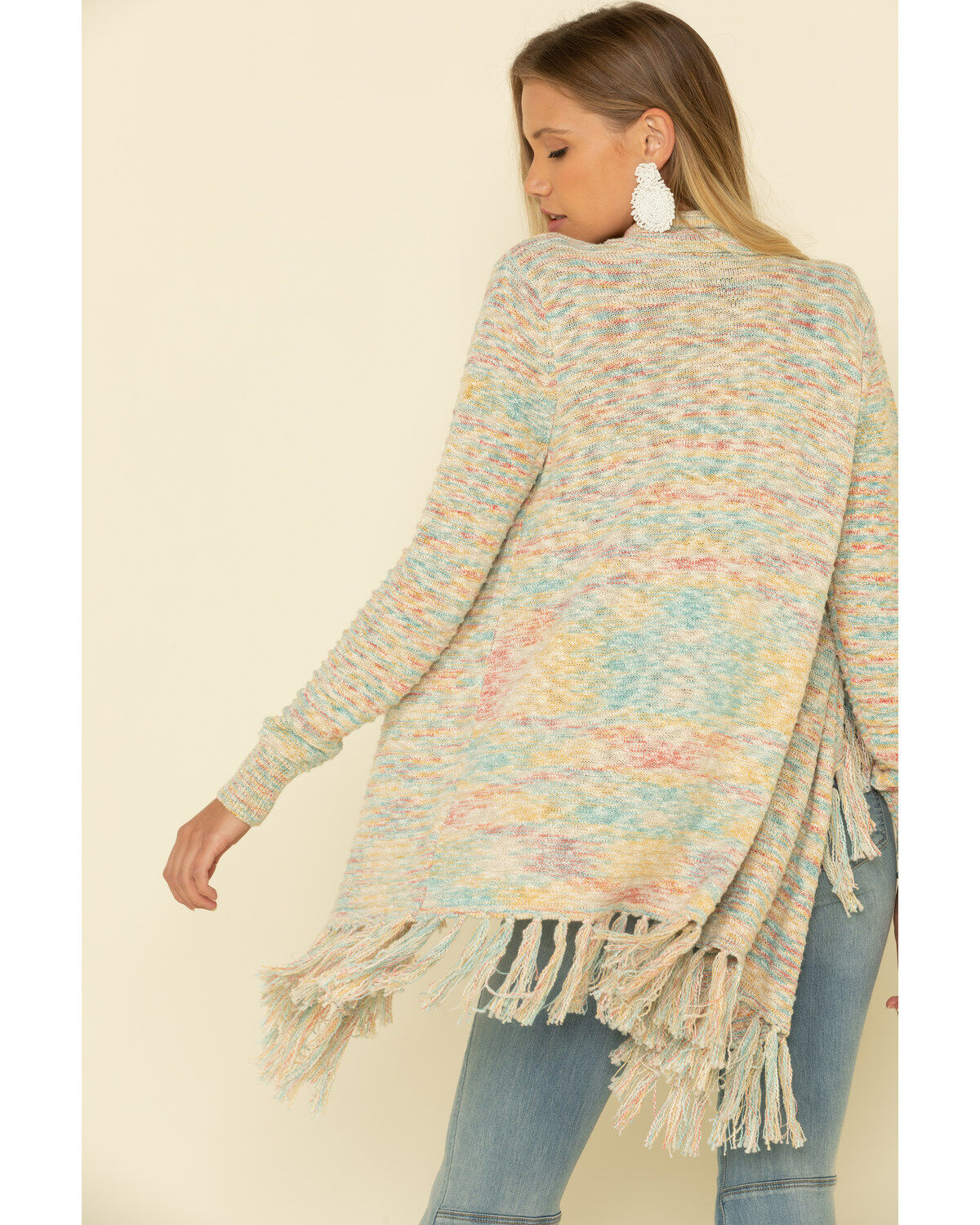 colorful fringe cardigan
