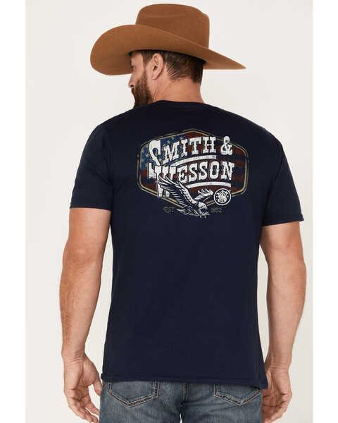 Smith & Wesson Men's Western Eagle Badge Short Sleeve Graphic T-Shirt, Navy, hi-res
