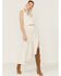 Shyanne Women's White Eyelet Hi Low Midi Skirt, White, hi-res