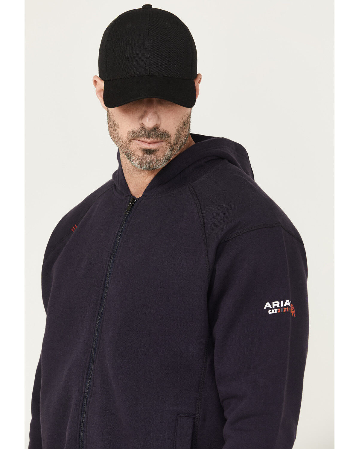 Image #2 - Ariat Men's FR Rev Full Zip Work Hooded Jacket, Navy, hi-res