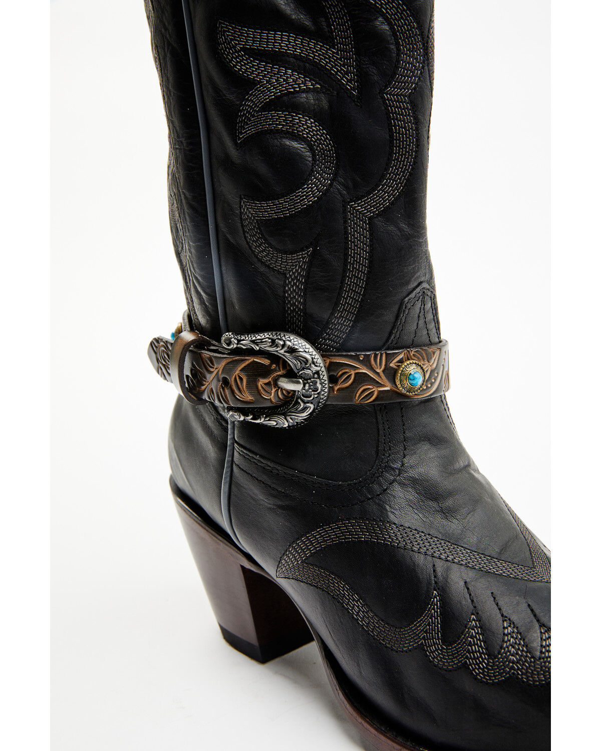 Image #1 - Boot Barn Women's Concho Tooled Strap Boot Jewelry, Brown, hi-res