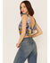 Free People Women's Weekend In Montauk Floral Print Cropped Tank Top, Blue, hi-res