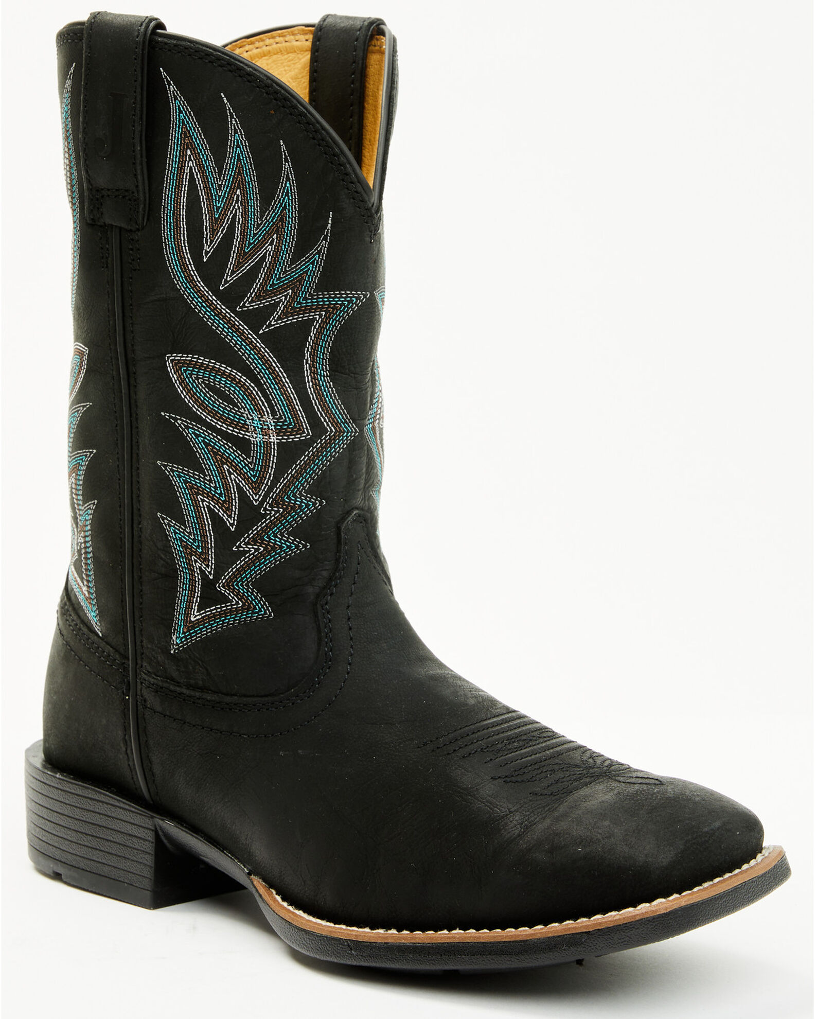 Justin Men s 11 Zeke Black Wide Square Toe Western Boot