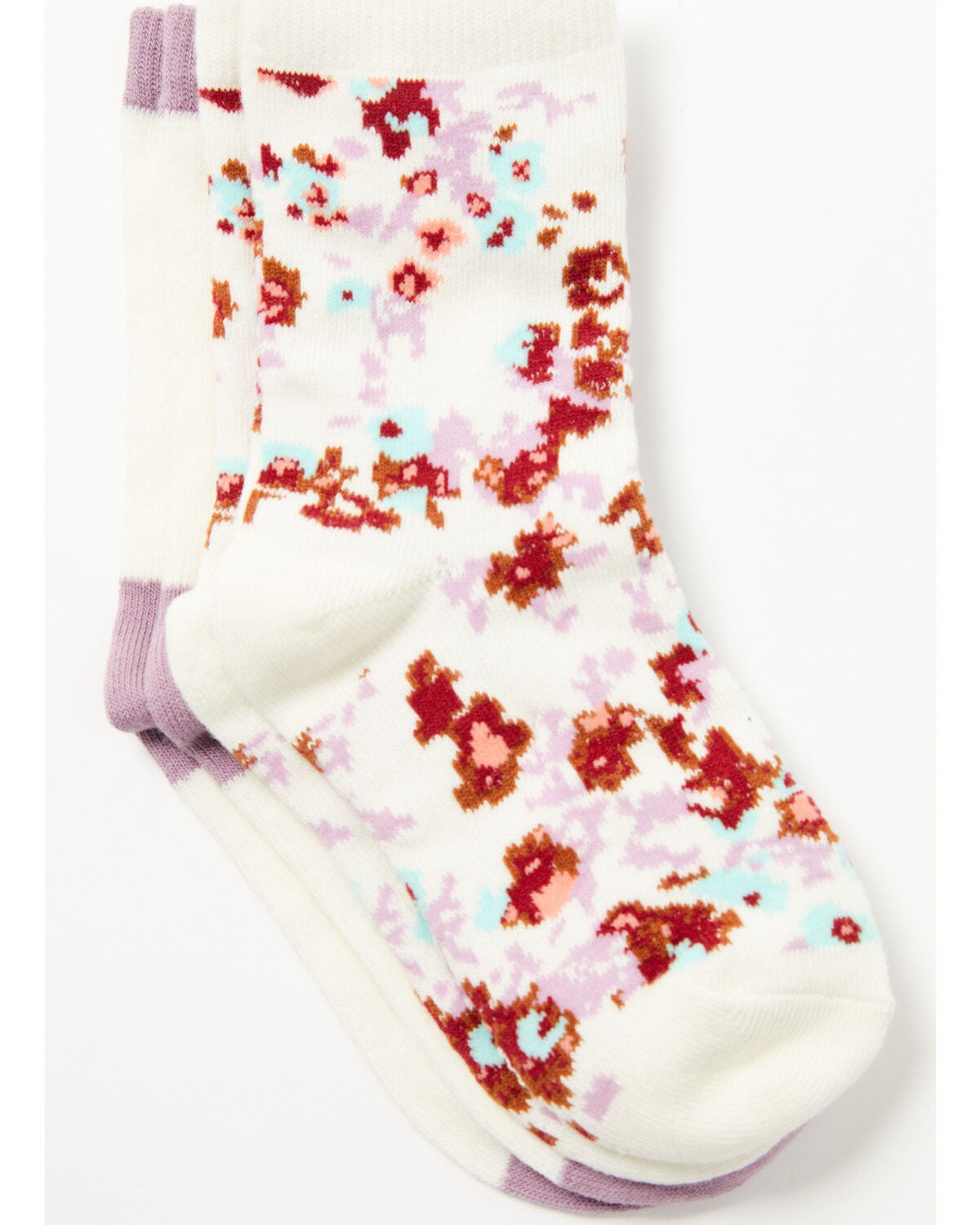 Shyanne Girls' Crew Socks - 2 Pack, Purple, hi-res