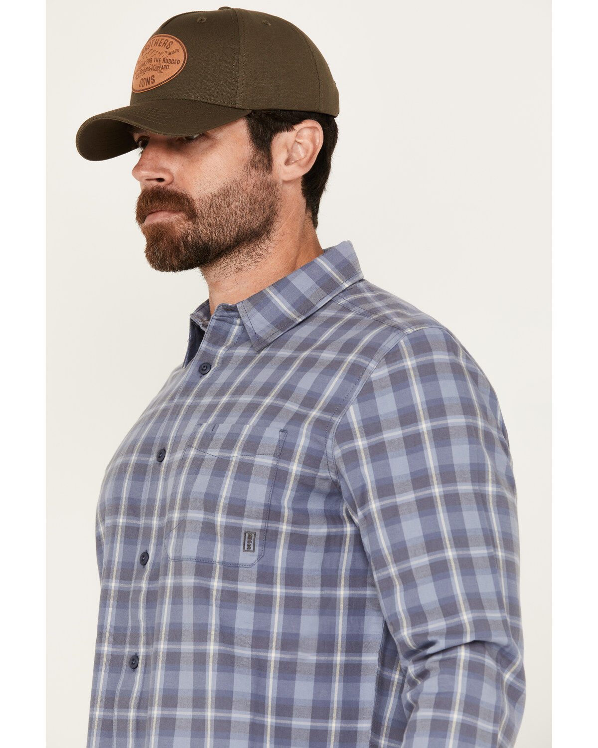 Image #2 - Brothers and Sons Men's Atascosa Plaid Print Long Sleeve Button Down Shirt, Light Blue, hi-res