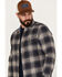 Flag & Anthem Men's Linden Herringbone Plaid Print Button Down Western Flannel Shirt, Navy, hi-res