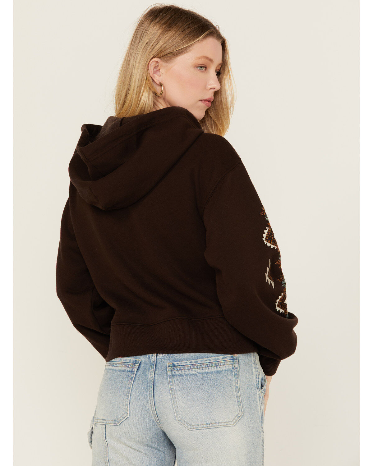Image #4 - Wrangler Retro Women's Southwestern Sleeve Logo Hoodie, , hi-res