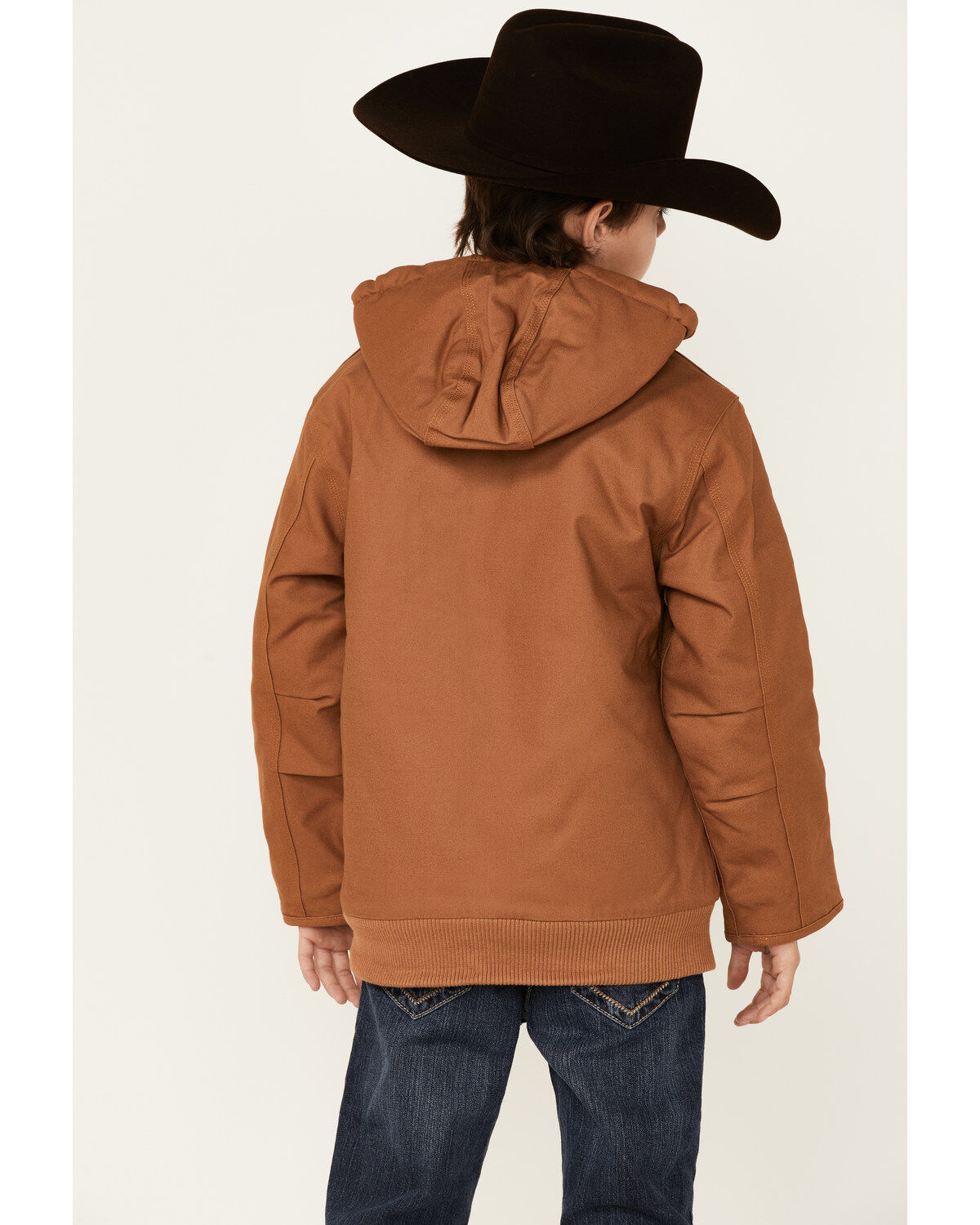 Image #3 - Carhartt Boys' Active Flannel Quilt Lined Hooded Jacket, Brown, hi-res