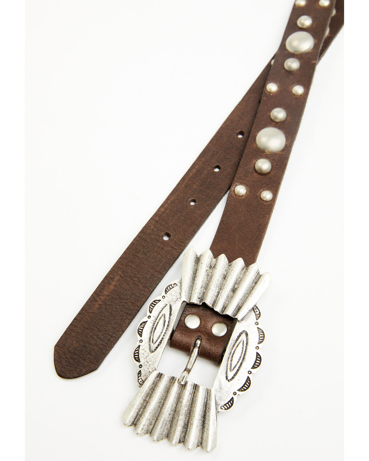 Image #2 - Tasha Polizzi Women's Alamo Studded Buckle Belt, Brown, hi-res