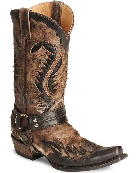Stetson Brown Harness Cowboy Boots - Snip Toe, Brown, hi-res