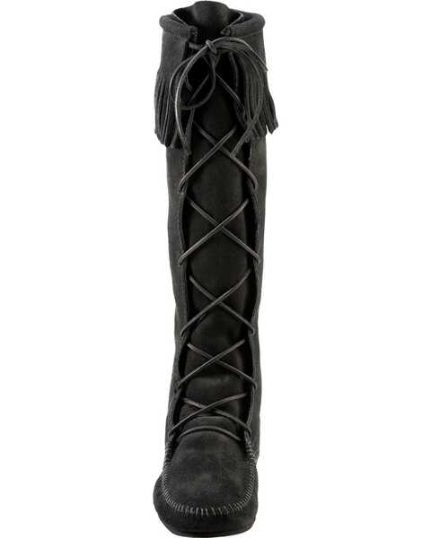 Minnetonka Men's Lace-Up Suede Knee High Boots, Black, hi-res