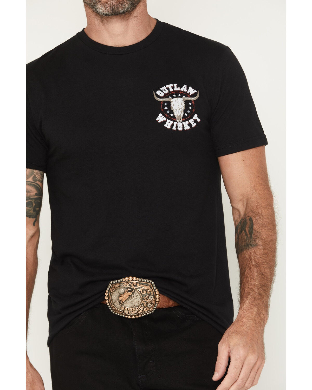 Image #3 - Cowboy Hardware Men's Outlaw Whiskey Short Sleeve Graphic T-Shirt, Black, hi-res