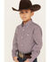Cinch Boys' Geo Print Long Sleeve Button-Down Western Shirt, Purple, hi-res