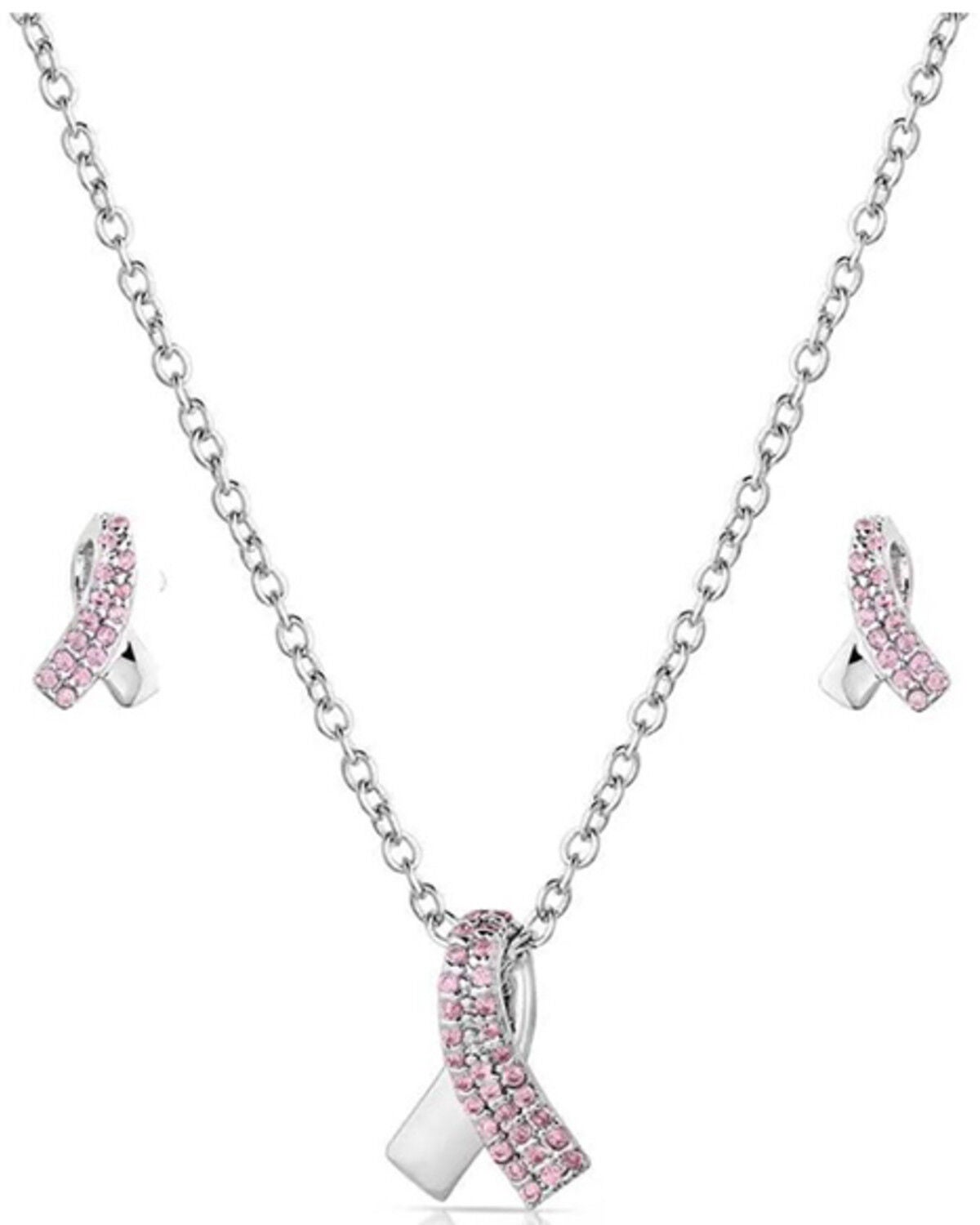 Montana Silversmiths Women's Hope & Strength Ribbon Jewelry Set - 2 Piece, Silver, hi-res