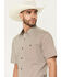 Image #2 - RANK 45® Men's Canyon Echo Micro Geo Print Short Sleeve Button-Down Stretch Western Shirt, Lt Brown, hi-res