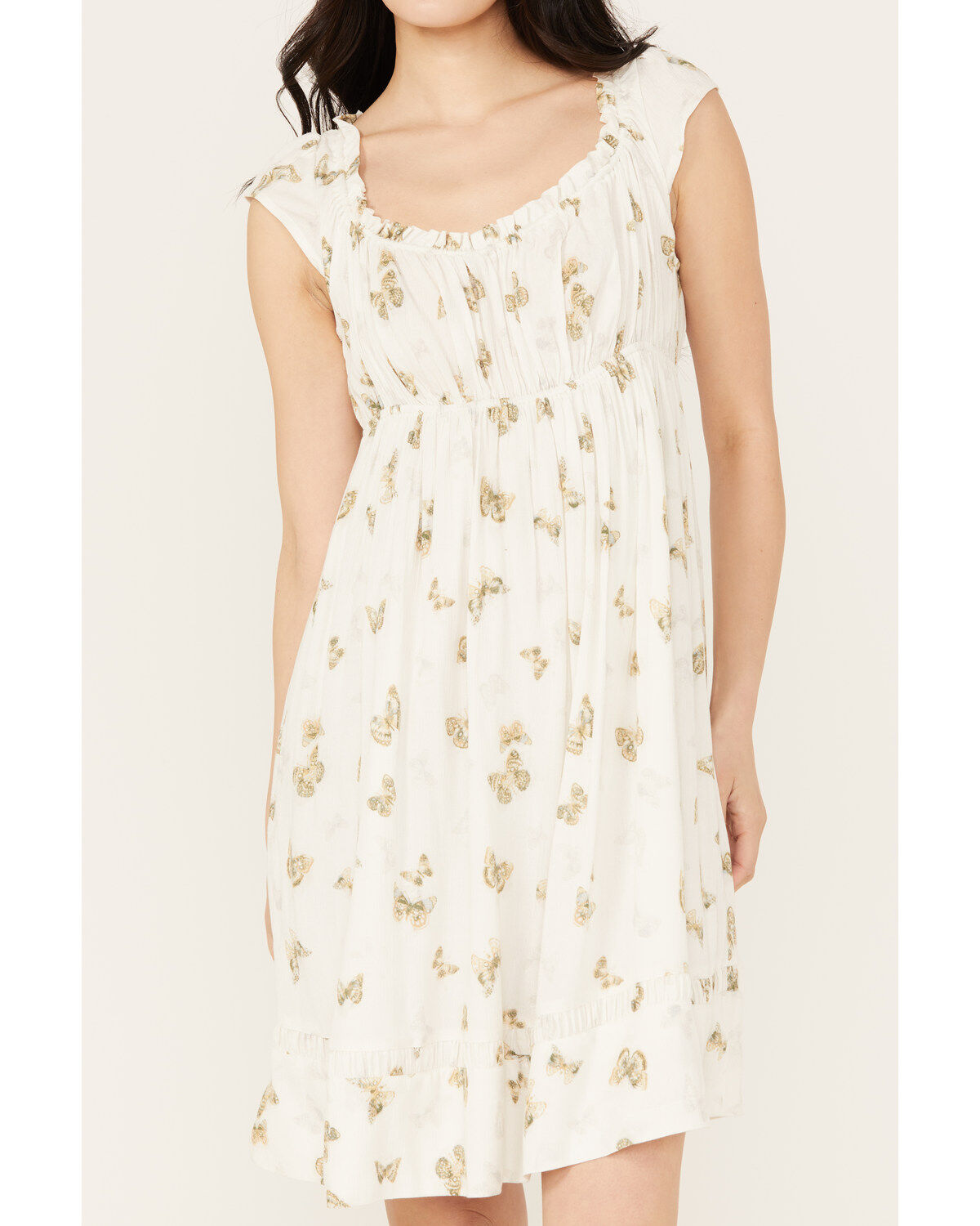 Image #3 - Cleo + Wolf Women's Butterfly Print A-Line Mini Dress, White, hi-res