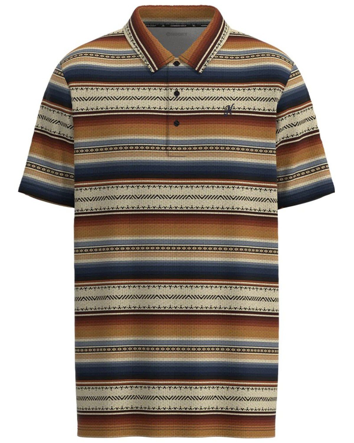 Image #1 - Hooey Boys' The Weekender Serape Striped Print Short Sleeve Button-Down Polo Shirt, Orange, hi-res