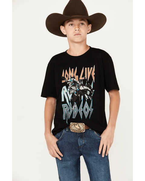Cody James Boys' Long Live Cowboys Short Sleeve Graphic T-Shirt, Black, hi-res