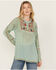 Image #1 - Johnny Was Women's Floral Embroidered Long Sleeve Shirt, Teal, hi-res