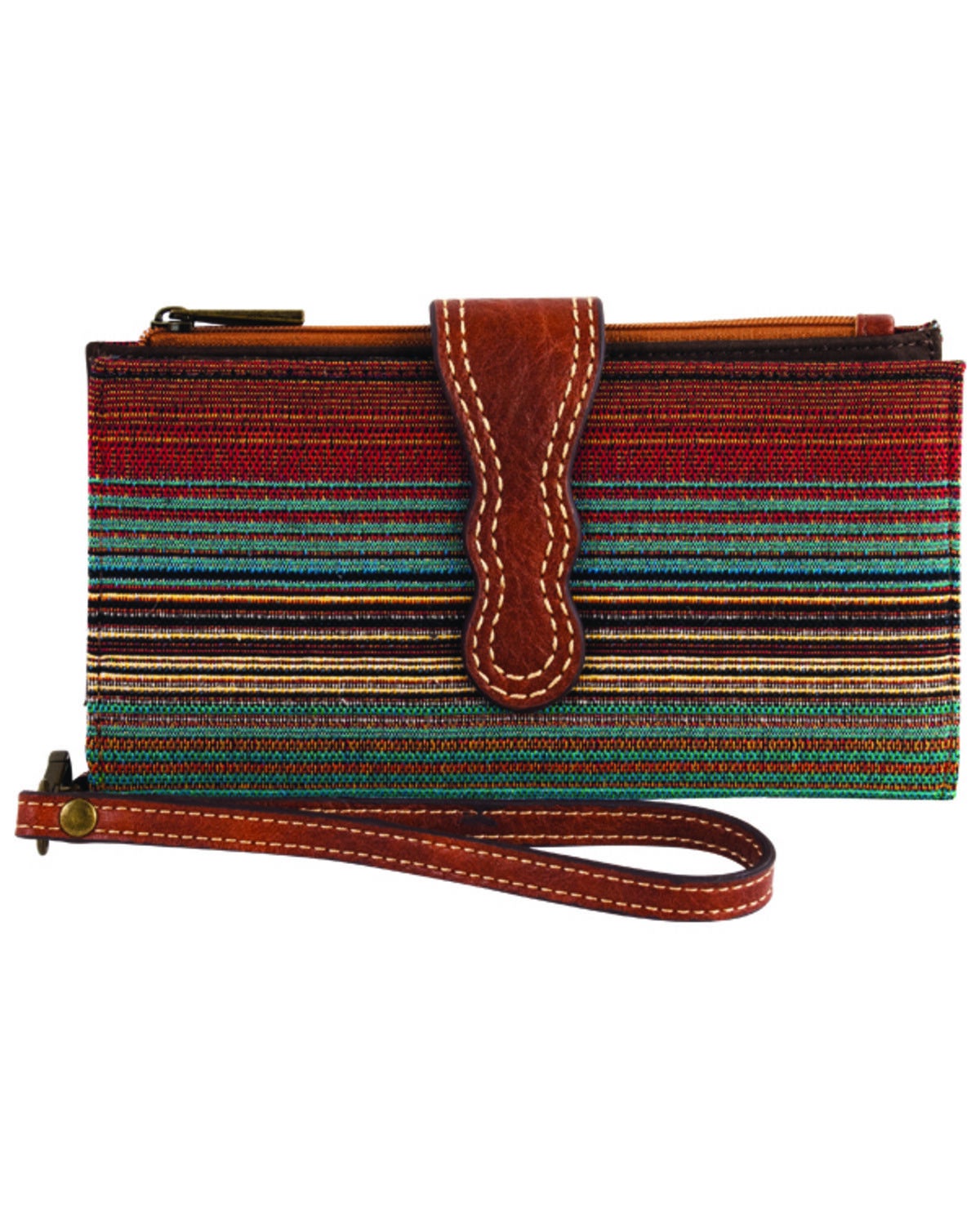 Image #1 - Catchfly Women's Striped Wristlet Wallet, Brown, hi-res