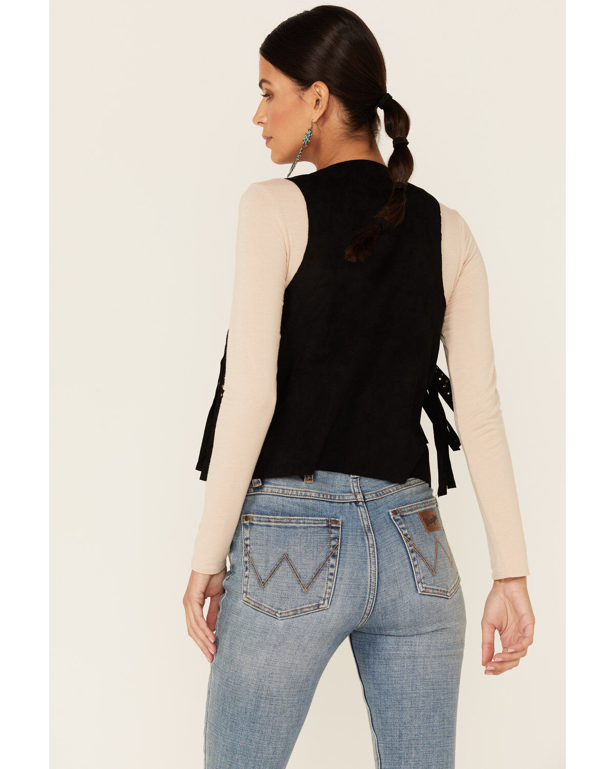 Image #3 - Vocal Women's Faux Suede Studded Fringe Vest , , hi-res