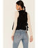 Vocal Women's Faux Suede Studded Fringe Vest , Black, hi-res