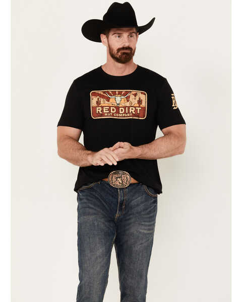 Red Dirt Hat Men's Longhorn Skull Logo Short Sleeve Graphic T-Shirt, Black, hi-res