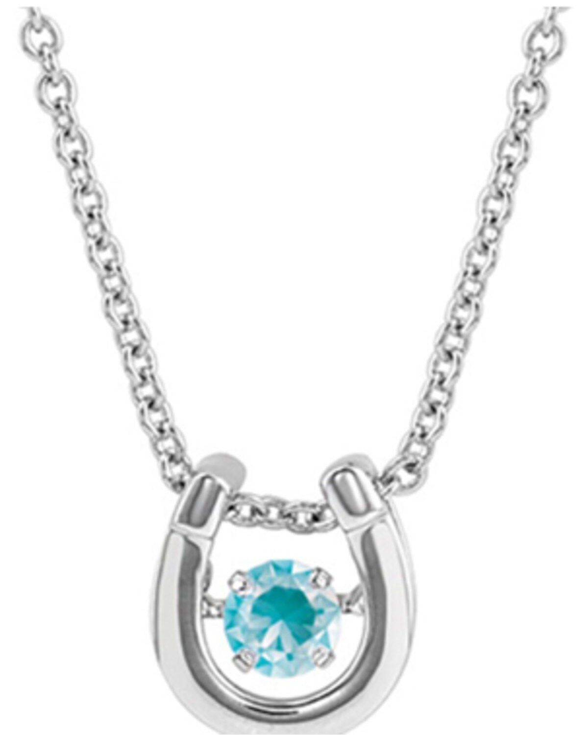 Montana Silversmiths Women's Dancing Birthstone Horseshoe Necklace, Silver, hi-res