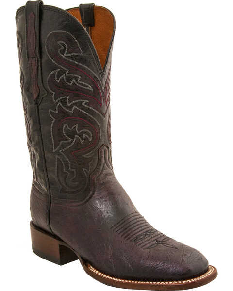 Image #1 - Lucchese Men's Handmade Lance Smooth Ostrich Horseman Boots - Square Toe, , hi-res