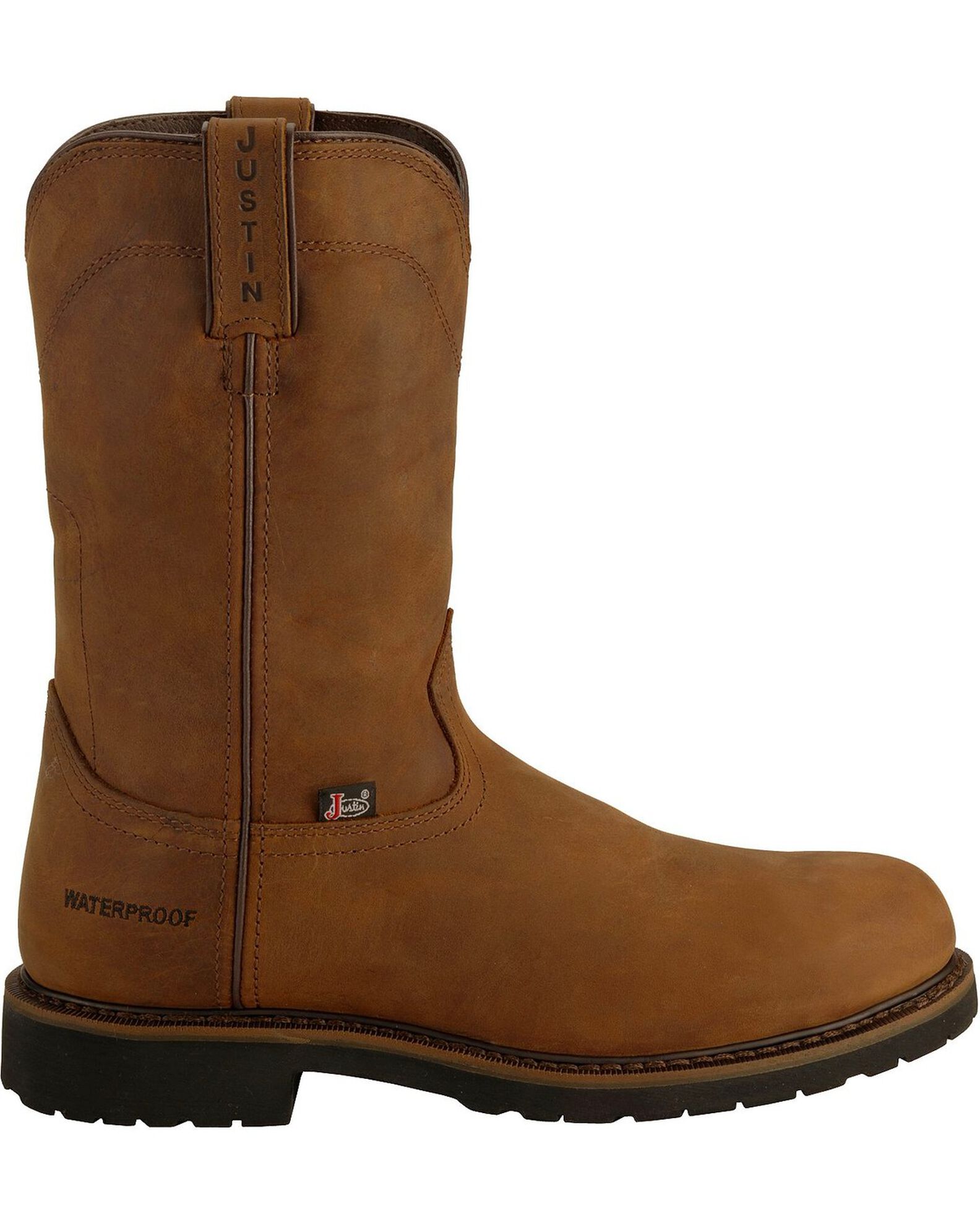 Justin Men's Drywall Waterproof PullOn Work Boots Steel Toe Boot Barn
